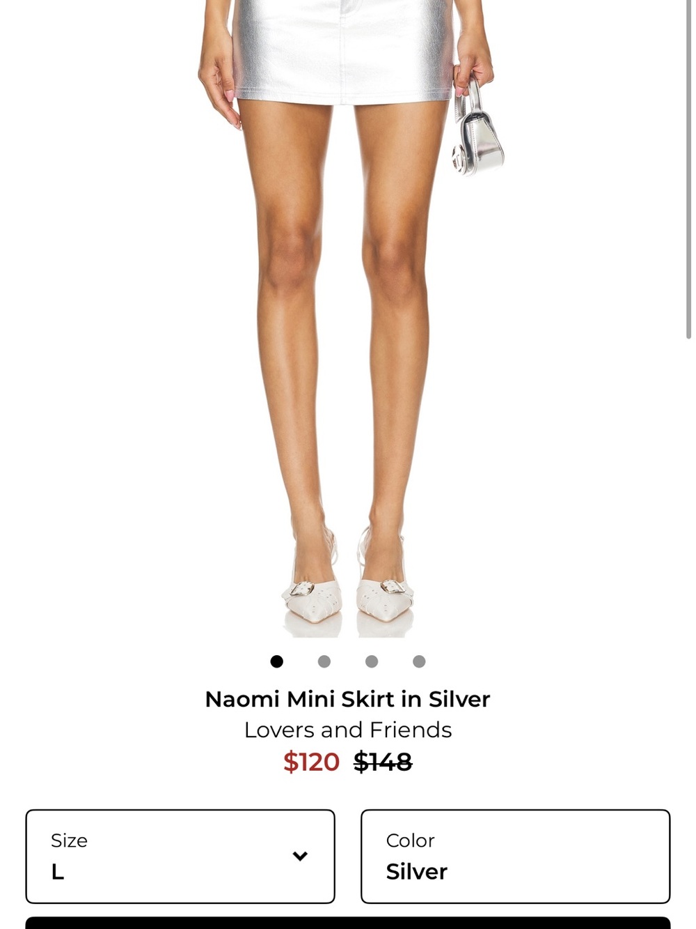 Lovers + Friends Metallic Silver Mini Skirt